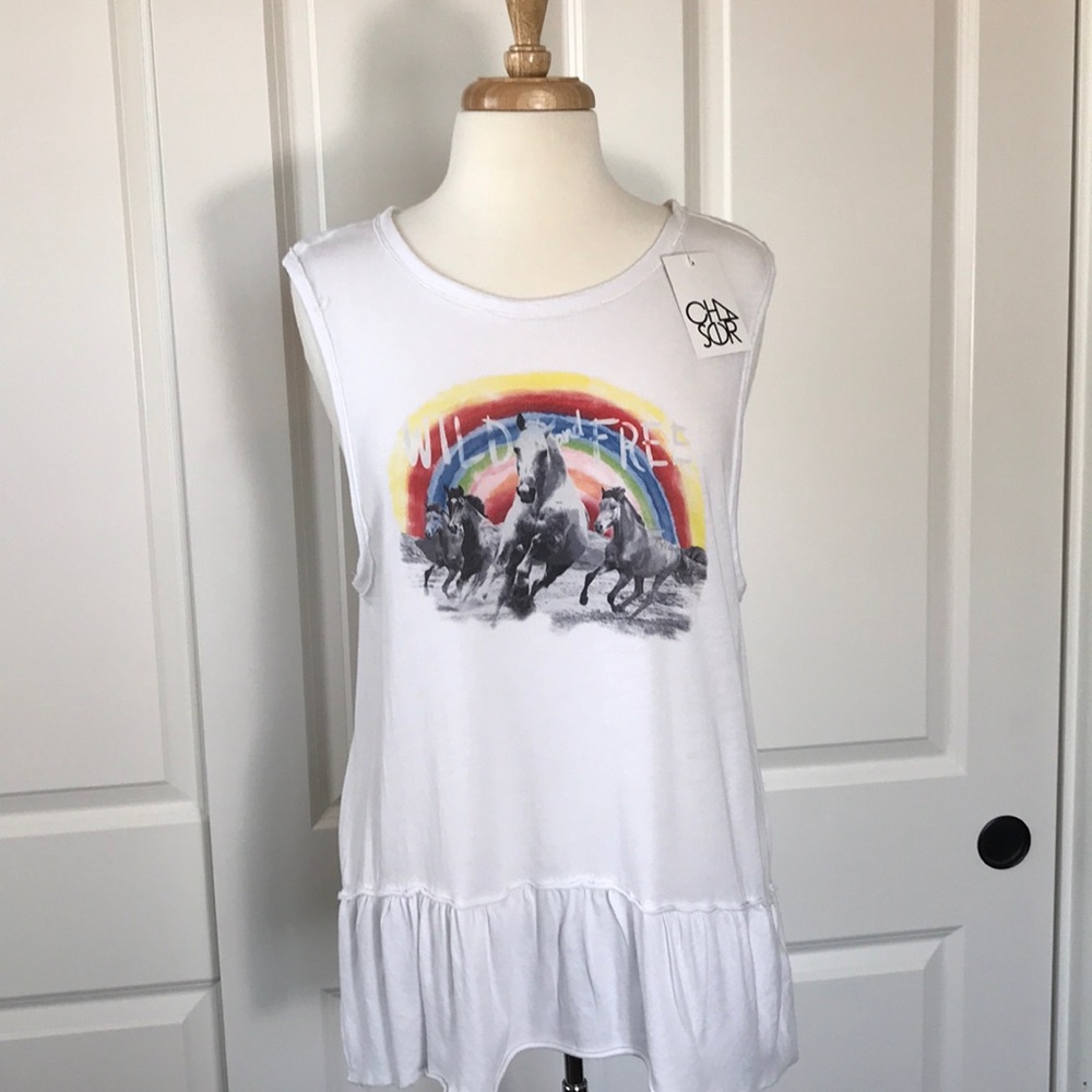 Chaser wild and free ruffle hem tank tee